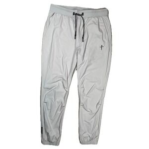 Three Nails Joggers Sz XL Men's Stone Nylon Athletic Zip Pocket Stretch Tapered